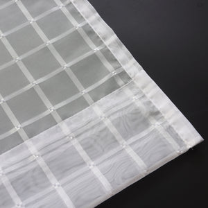 Megachest a pair of sheer Ivy checkered pattern voile curtain 56"widex2 with tie backs