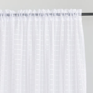 Megachest a pair of sheer Ivy checkered pattern voile curtain 56"widex2 with tie backs