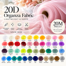 Load image into Gallery viewer, 20D Lightweight Organza Fabric – 145cm Wide × 20m Precut – 50 Colours