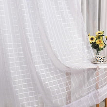 Load image into Gallery viewer, Megachest a pair of sheer Ivy checkered pattern voile curtain 56&quot;widex2 with tie backs