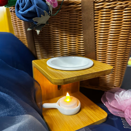 Megachest bamboo & ceramic wax melt wamer/Essential Oil Burner