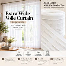 Load image into Gallery viewer, IRIS Extra Wide 116" (295cm) Stripe Voile Curtain – Multi-Way Heading – Single Panel