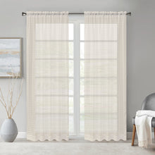 Load image into Gallery viewer, Megachest a pair of sheer Ivy checkered pattern voile curtain 56&quot;widex2 with tie backs