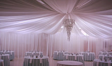 Load image into Gallery viewer, 84&quot; Wide. white voile. Wedding &amp; Event Decor Sheer Voile Fabric- Perfect for Drapes, Backdrops, and Table Overlays
