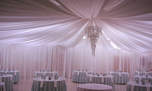 84" Wide. white voile. Wedding & Event Decor Sheer Voile Fabric- Perfect for Drapes, Backdrops, and Table Overlays