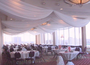 145cm Wide. 45 colours. Wedding & Event Decor Sheer Voile Fabric- Perfect for Drapes, Backdrops, and Table Overlays