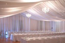 Load image into Gallery viewer, 84&quot; Wide. white voile. Wedding &amp; Event Decor Sheer Voile Fabric- Perfect for Drapes, Backdrops, and Table Overlays