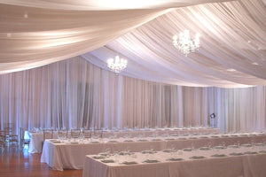 84" Wide. white voile. Wedding & Event Decor Sheer Voile Fabric- Perfect for Drapes, Backdrops, and Table Overlays